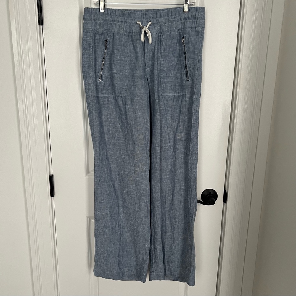Athleta- Retreat Linen Wide Leg Pant, Light Jean Blue